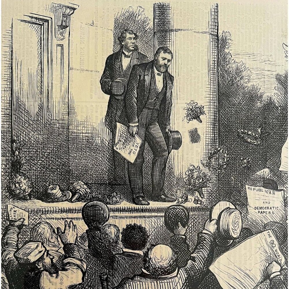 Thomas Nast Ulysses Grant 1874 Victorian Woodcut Engraving Politics LGBinTN1